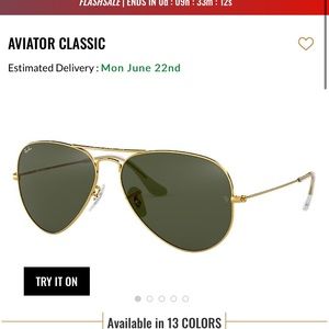 Ray ban aviators in gold
